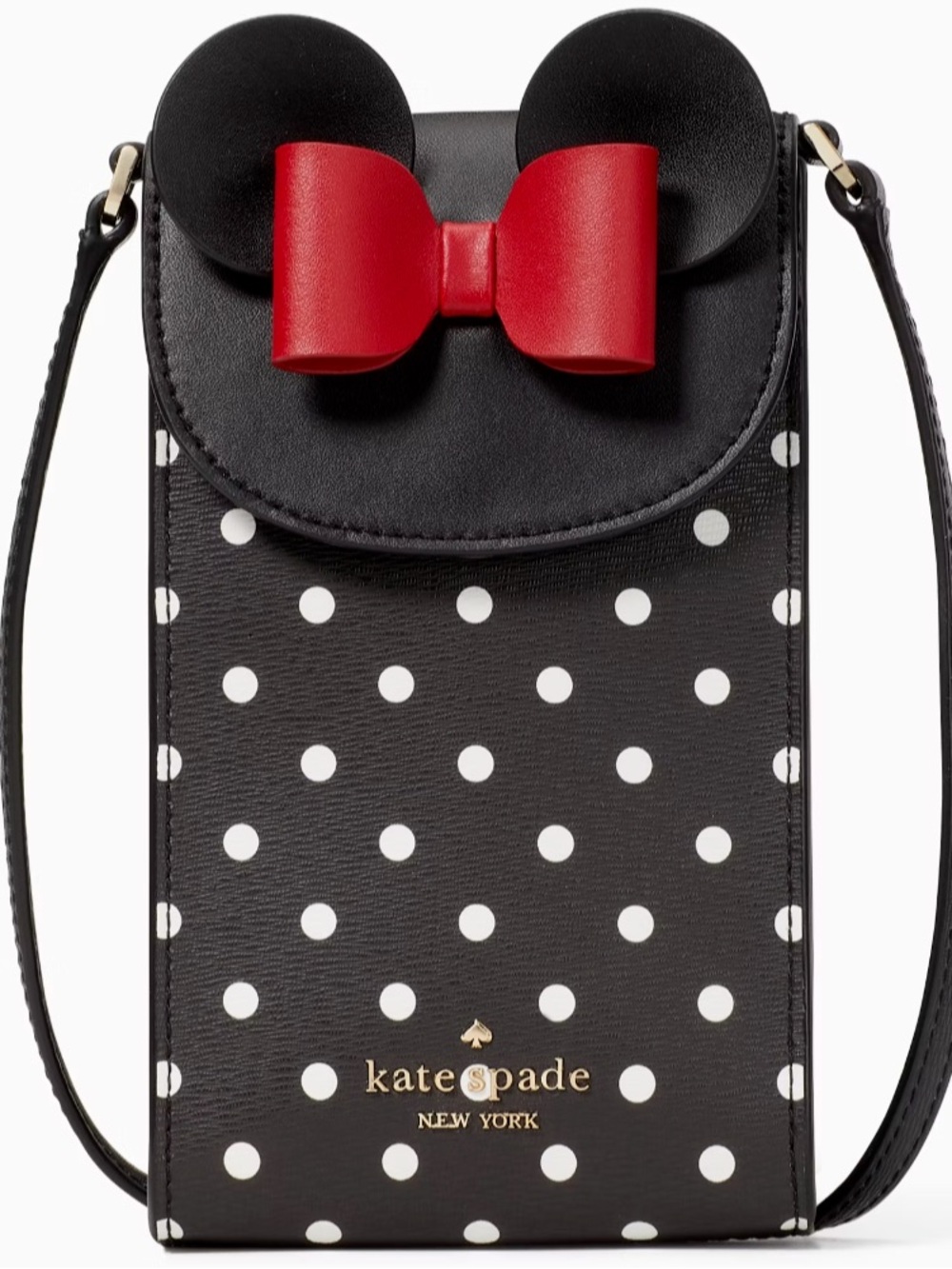 kate spade Black and White Polka Dot  Minnie Mouse Crossbody with Red Bow